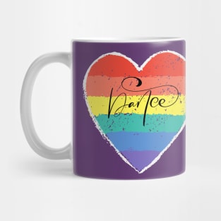 Vintage Rainbow Heart with Dance word in script dancer gift Mug